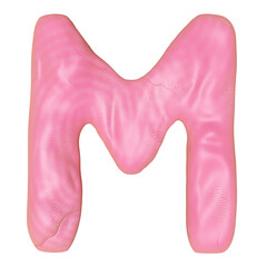 M letter logo design from plasticine isolated. pink M clay toy icon template elements concept, 3d illustration render