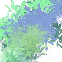 Abstract leafy textures in green and blue tones – layered nature-inspired digital background for creative designs and organic visuals