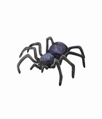 Spider black, watercolor spider isolated on a white background, insect multi-legged realistic