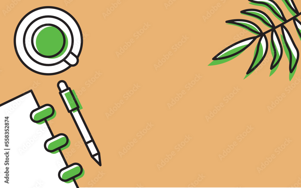 Poster editable office workspace vector background with modern style usable for website page