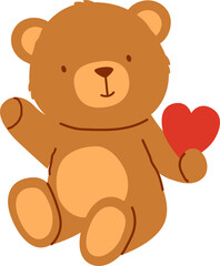 Cute bear with red heart