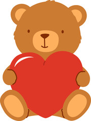 Cute bear with giant red heart