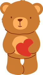 Cute bear holding red heart
