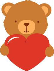 Cute bear with giant red heart