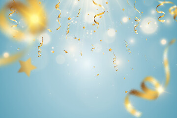 Illustration of falling confetti on a transparent background.
