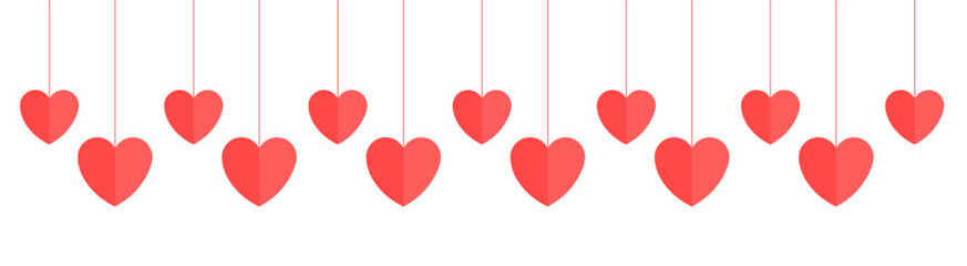 Red hearts decorative line