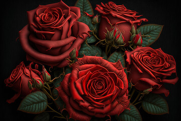 Background with red roses for valentine's day