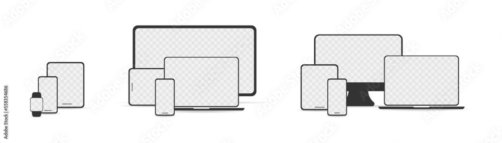 Aufkleber set of different devices icon with blank screen. electronic icons collection. vector illustration
