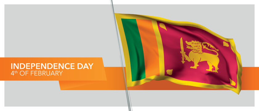 Sri Lanka independence day vector banner, greeting card