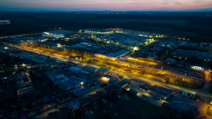 Fototapeta premium small station near the industrial zone at night