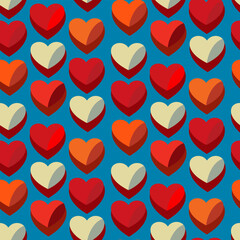 Vector seamless love symbol half-drop pattern, with stylish hearts