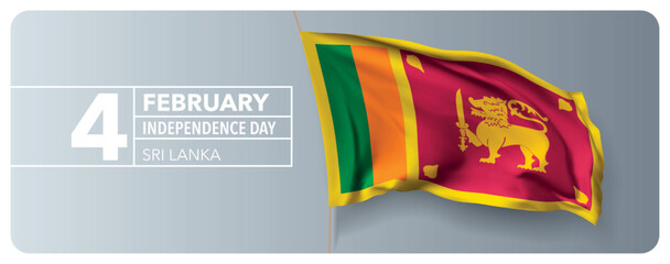 Sri Lanka happy independence day greeting card, banner vector illustration