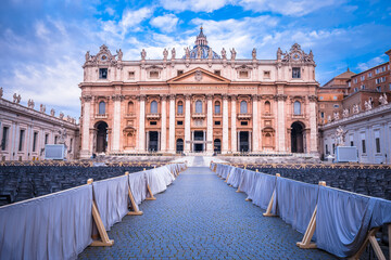 Vatican. The Papal Basilica of Saint Peter in the Vatican and Saint Peter square view