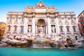 Fototapeta na wymiar Majestic Trevi fountain in Rome street view, eternal city