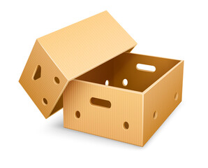 Empty cardboard box tare for fruits PNG illustration
