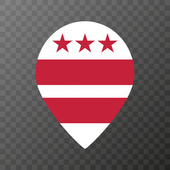 Map pointer with flag District of Columbia state. Alabama flag. Vector illustration.