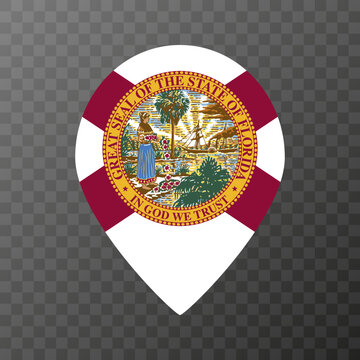 Map pointer with flag Florida state. Alabama flag. Vector illustration.
