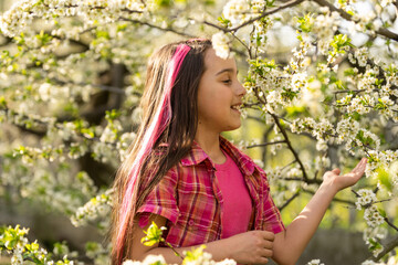 portrait of a happy cute girl 8-9 years old.