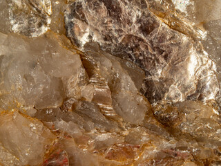 macro shooting of natural mineral stone -  Muscovite in Quartz (Dioctahedral mica, common mica...