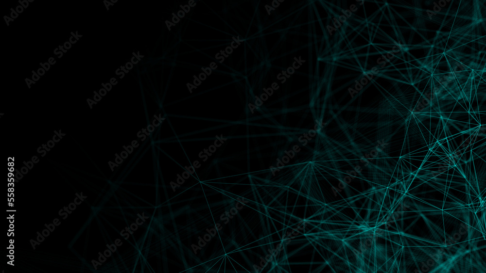 Poster Abstract plexus geometry background. Digital technology network connection concept. 3D rendered illustration.