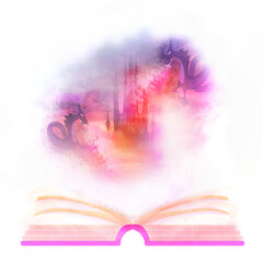 magic story from the book - Two dragons attacking the castle