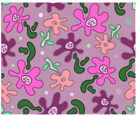 Fototapeta premium Seamless abstract floral vector illustration pattern. Colourful pastel shades design for fabric, cover design, interior décor, gift wrappers. Beige background.