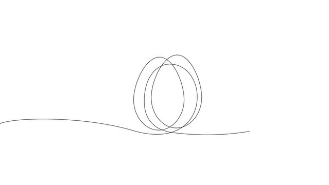Continuous thin line egg drawing animation, Hand drawn animated lined egg shape, monoline eggs sketch doodle illustration