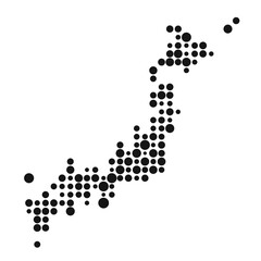 Japan Silhouette Pixelated pattern map illustration