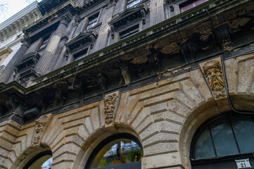 Budapest, Hungary. Front view of beautiful old building in the city center