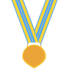 Blank Graduation Medal Gold Ribbon Basic Shape