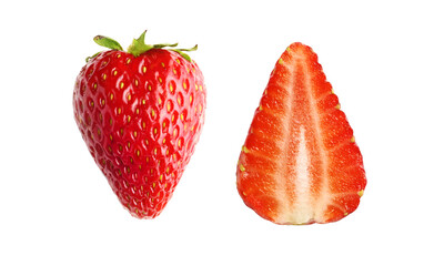 Set of fresh strawberries isolated on white background