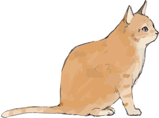 猫の水彩風手描きイラスト