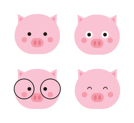 It is a pink pig animal character illustration icon with a cute and smiling expression.
