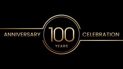 100th anniversary. Anniversary template design with golden text and ring. Logo Vector Template