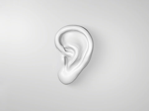 Human ear on white background. 
