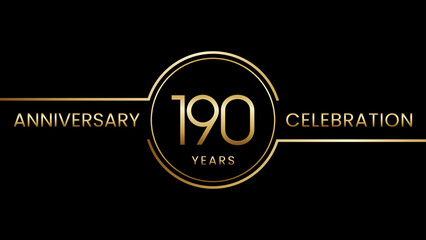 190th anniversary. Anniversary template design with golden text and ring. Logo Vector Template