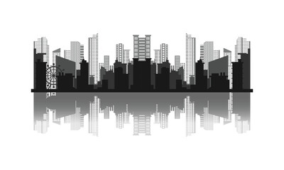Abstract city building skyline metropolitan with reflection clipart