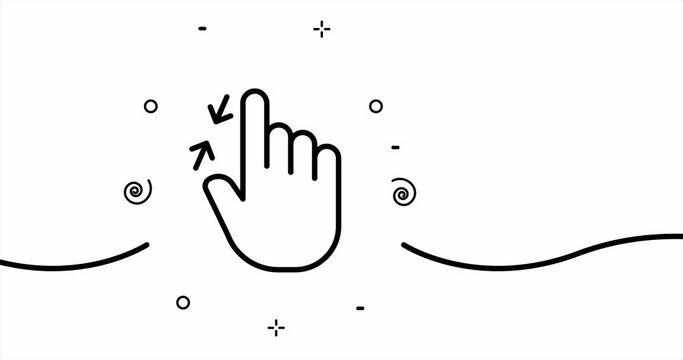 Full screen arrows. Zoom in, zoom out, scale, hand, touch control, minimize, maximize, vr, virtual reality, metaverse. . One line drawing animation. Motion design. Animated technology logo. Video 4K.