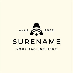 Initial Letter A typography logo wifi connection hot spot signal custom logo typography logo design vector 