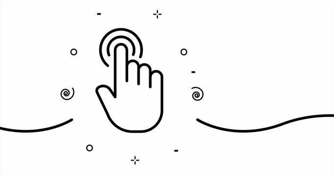 Touch control. Hand gestures, zoom in and out, swipe, tap, press, arrow, clock. Technology concept. One line drawing animation. Motion design. Animated technology logo. Video 4K.