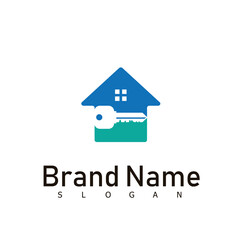 home key lock logo real estate