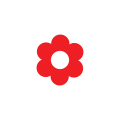 Fototapeta na wymiar eps10 red vector spring flower abstract solid art icon or logo isolated on white background. circular flower symbol in a simple flat trendy modern style for your website design, and mobile app