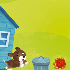 cartoon farm ranch animals playing wool toy