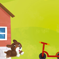 cartoon farm ranch animals wooden house