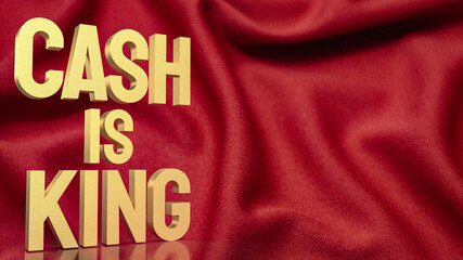 The gold word cast is king on red silk for business concept 3d rendering