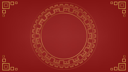 Red background and golden border with space. Lunar new year concept, Chinese new year background. vector.