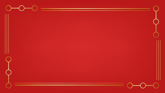 Red background and golden border with space. Lunar new year concept, Chinese new year background. vector.