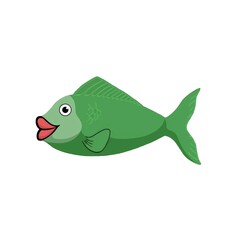 beautiful green fish on white background
