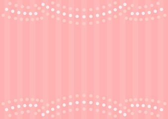 背景　水玉の波の飾りとストライプ　ピンク