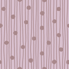 Purple rough dots and uneven stripes on lavender background. Hand drawn abstract seamless pattern. For packaging design, scrapbooking, cards, gift wrap, digital backgrounds, textile and wallpaper